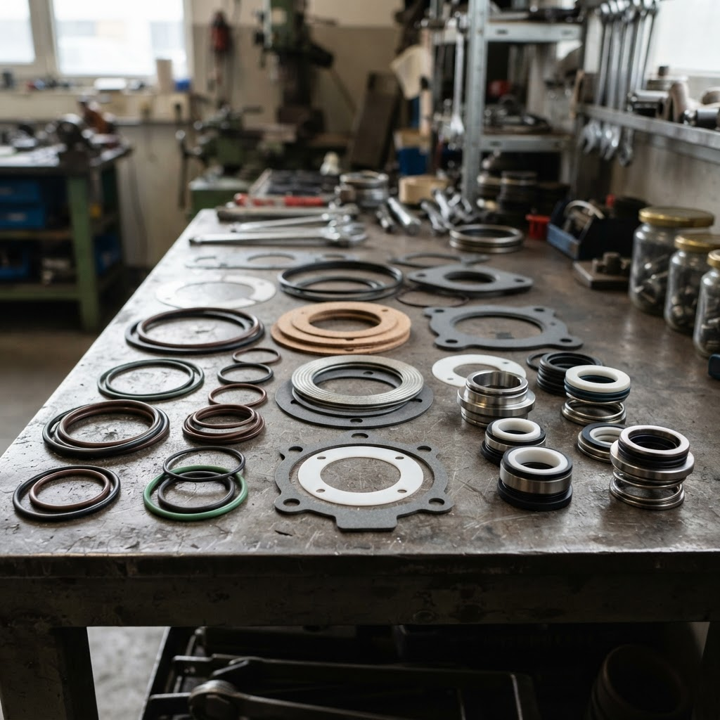Assorted industrial gaskets, o-rings and mechanical seals