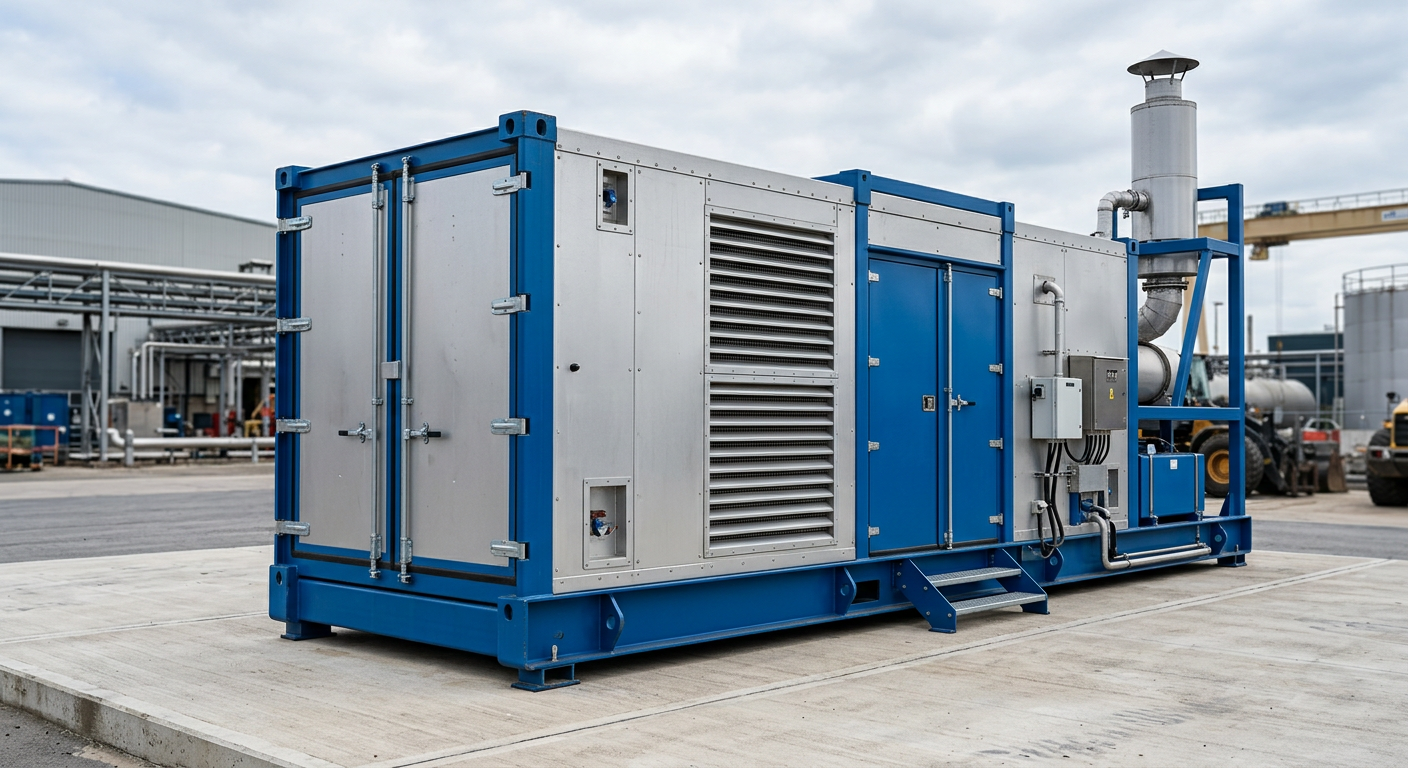 New Cummins 1500 kVA diesel generator set in a container enclosure