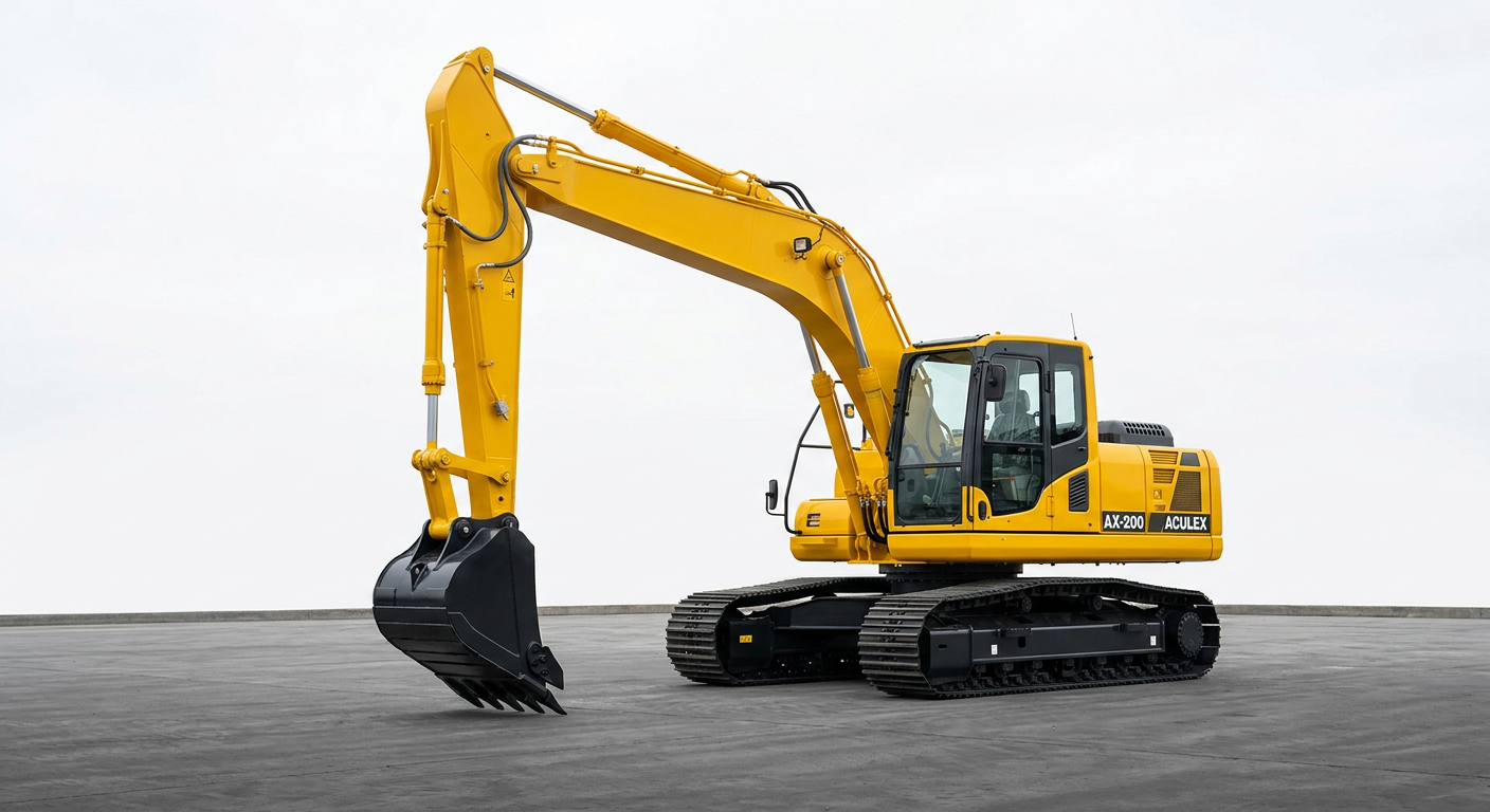 New yellow 20 ton crawler excavator on level ground